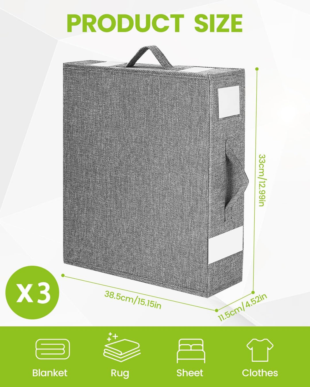 3 Stück Aufbewahrung Bettwäsche Organizer, Linen Bed Sheet Organiser Box, Faltbarer Aufbewahrungstas