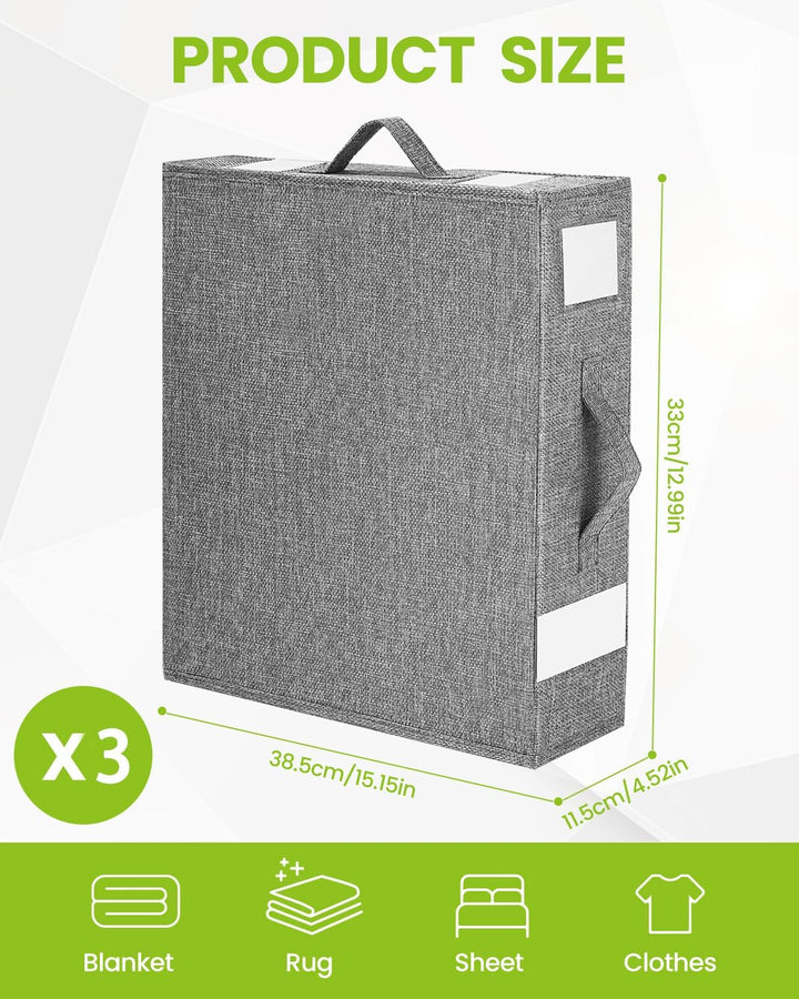 3 Stück Aufbewahrung Bettwäsche Organizer, Linen Bed Sheet Organiser Box, Faltbarer Aufbewahrungstas
