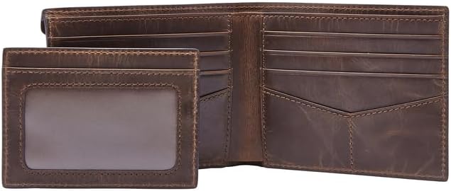Fossil Brieftasche für Herren Derrick, 100% Leder Bifold Dunkelbraun 11,5 cm L x 2 cm B x 9 cm H ML3