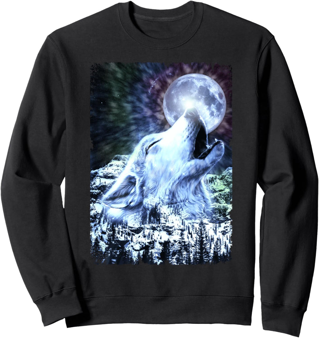 Heulender Wolf Mond Wölfe Winter Sweatshirt