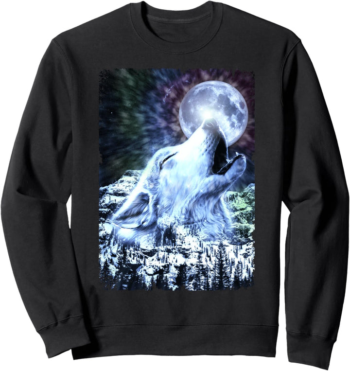 Heulender Wolf Mond Wölfe Winter Sweatshirt