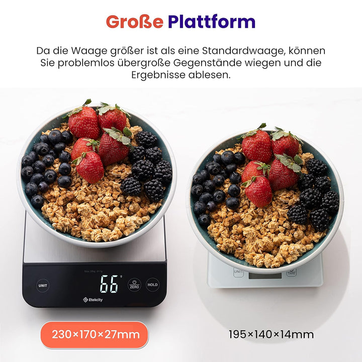 Etekcity Küchenwaage, Küchenwaage Digital 1g genau, 10kg Kitchen Scale mit LED-Display, Tare-Funktio