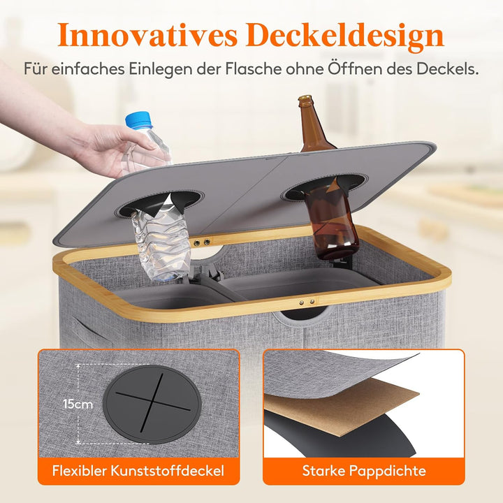Lifewit 150L Pfandflaschen Sammelbehälter, Flaschen Organizer mit Deckel, Flaschensammler Leergut 2