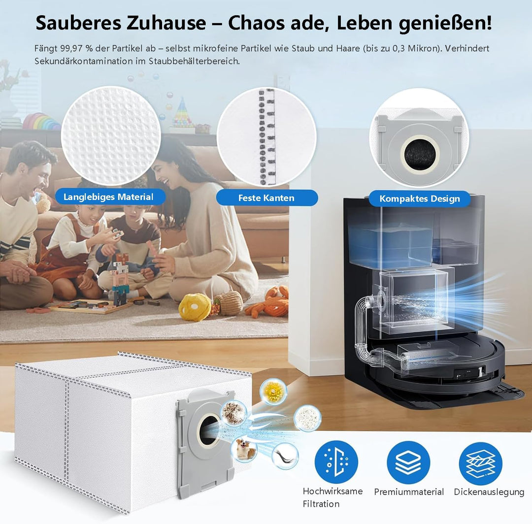 21 Stück Zubehörset Kompatibel für ECOVACS DEEBOT T80 OMNI Saugroboter, 2 Gummi-Hauptbürste, 4 Filte