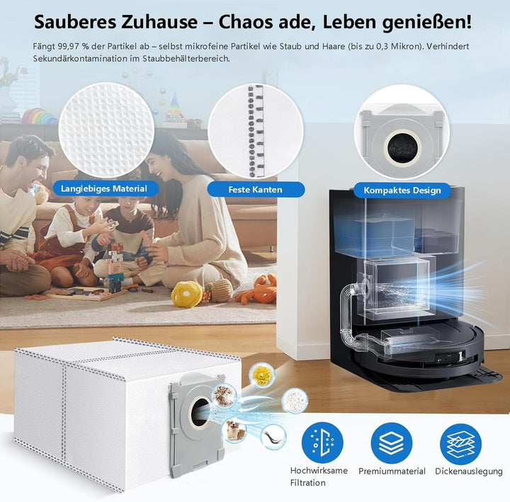 21 Stück Zubehörset Kompatibel für ECOVACS DEEBOT T80 OMNI Saugroboter, 2 Gummi-Hauptbürste, 4 Filte