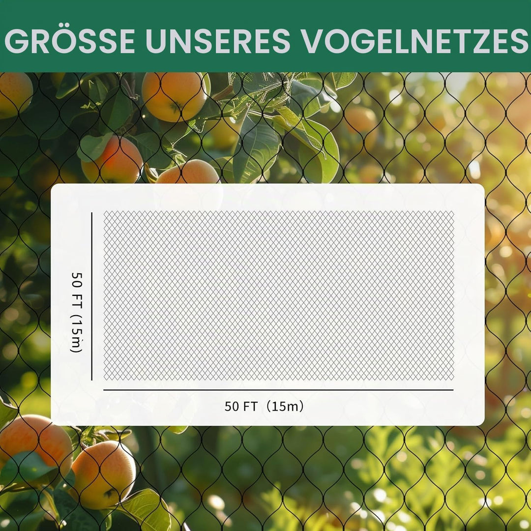 Teichnetz Feinmaschig Garden 15x15m Teichnetz Vogelschutznetz schwarz,robust, witterungs- &amp; UV bestä