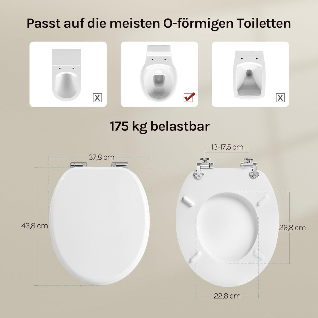 WOLTU Premium WC-Sitz Toilettensitz mit Absenkautomatik, MDF Holzkern, Softclose Scharnier, Antibakt
