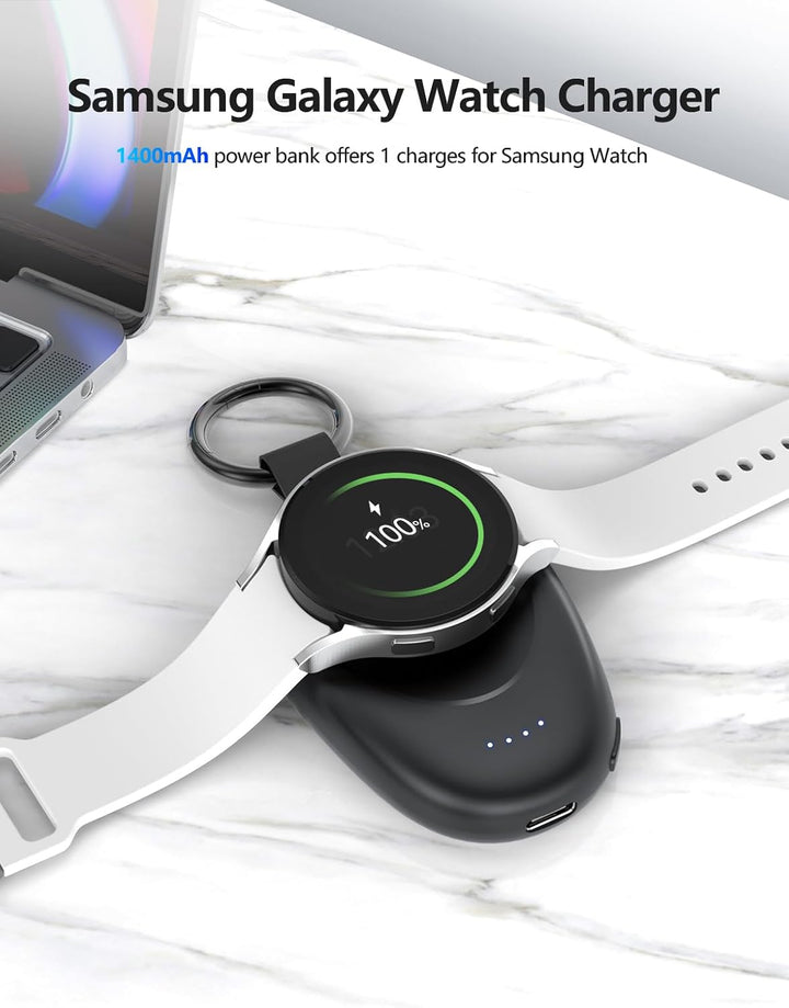 LVFAN Tragbares Ladegerät für Samsung Watch, Kabellose Magnetische Powerbank, Reise-Schlüsselanhänge