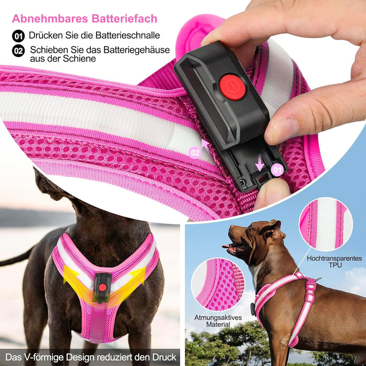 LED Hundegeschirr Wiederaufladbares Beleuchtetes Hundegeschirr Leuchtet Im Dunkeln LED Hundeweste Re