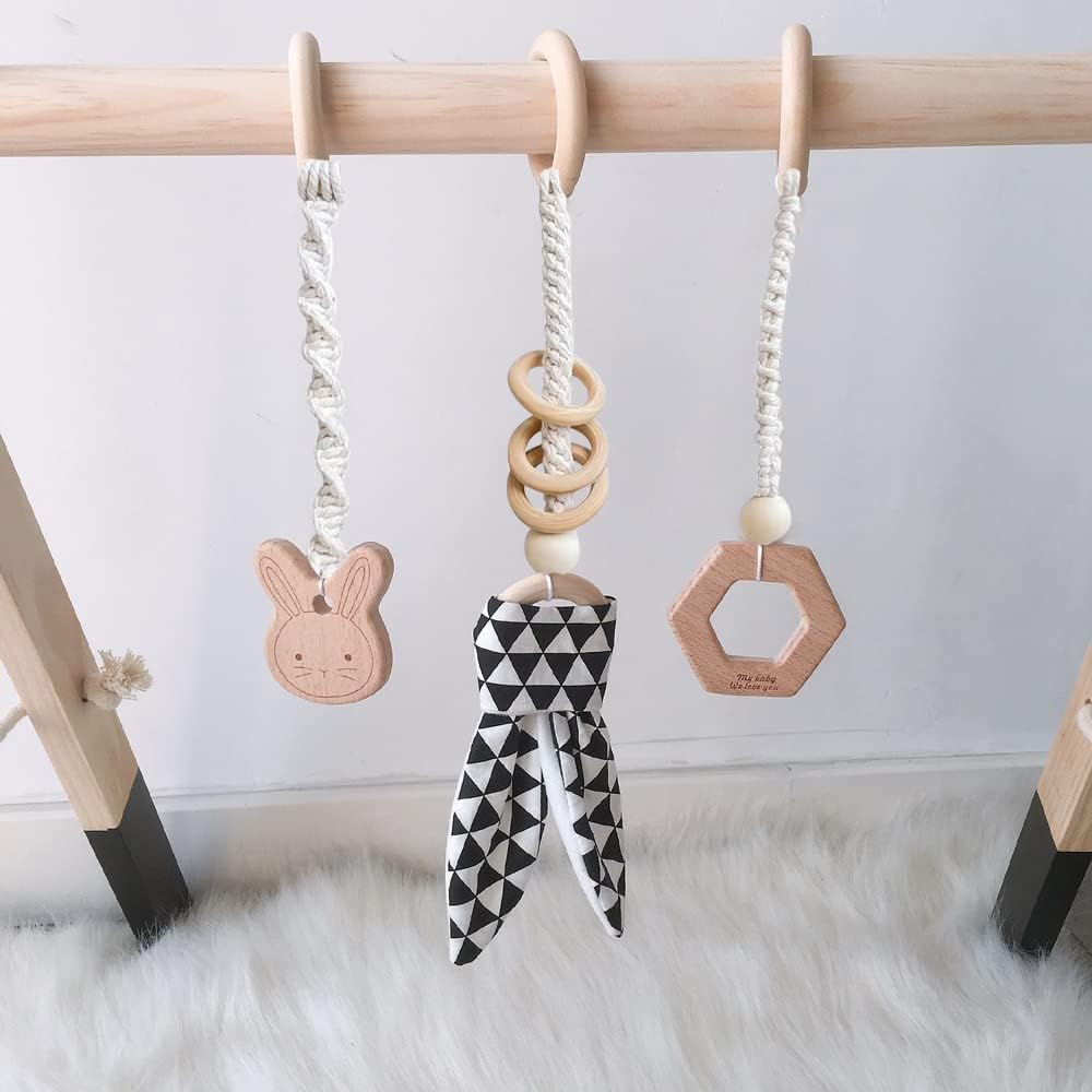 Caudblor Spieltrapez Holz Babyspielzeug Puzzle Gym inkl. Anhänger Babygymnastik aktiv Spielzeug Baby
