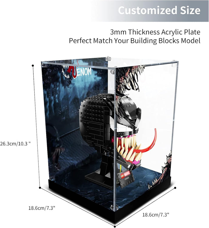 cooldac Acryl Vitrine Box kompatibel mit Lego Venom 76187 Modellset, staubdicht transparent klar Di