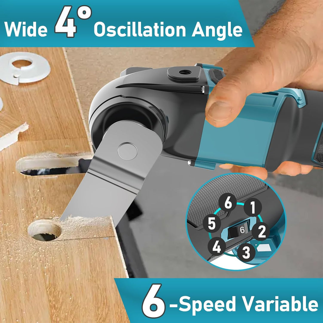 Akku Multifunktionswerkzeug Ersatz für Makita Multifunktionswerkzeug 18v, 4°Oszillationswinkel & 6-G