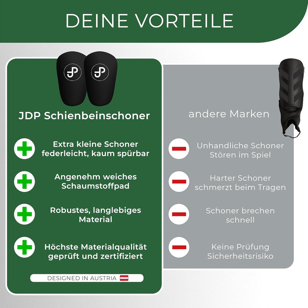JDP Mini Schienbeinschoner, extra kleine Schienbeinschoner Fussball Herren, Anti-Rutsch Mini Schienb