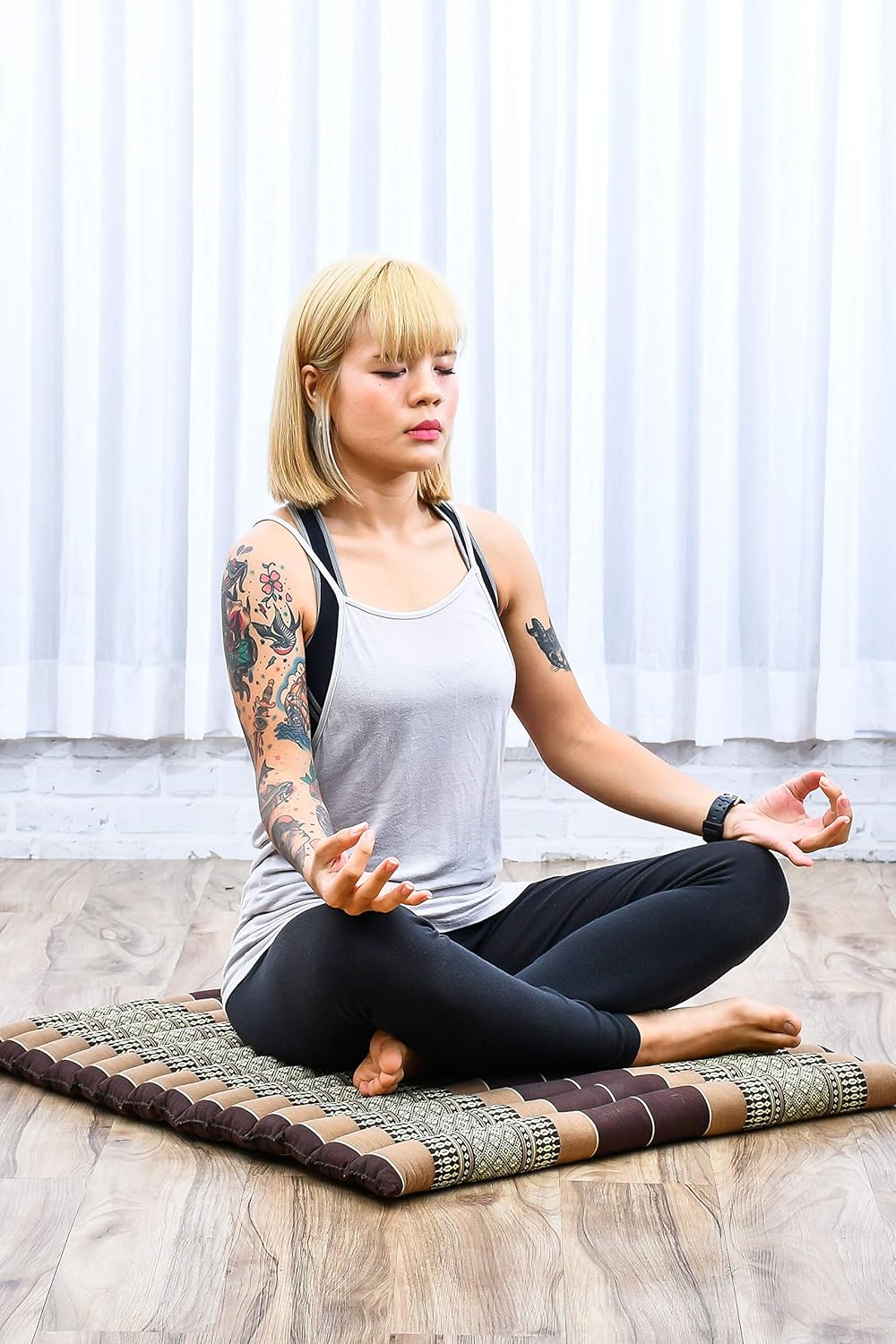 Leewadee Zabuton Meditationsmatte - Kapok Bodenkissen für Yoga, Zen &amp; Kniematte Sf10 - Braun, Sf10 -