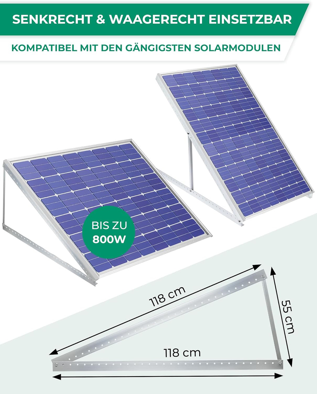SMABIX® Solarpanel Halterung, [EXTREM ROBUST & LANGLEBIG] Halterung Balkonkraftwerk, 118 cm, 0-90 Gr