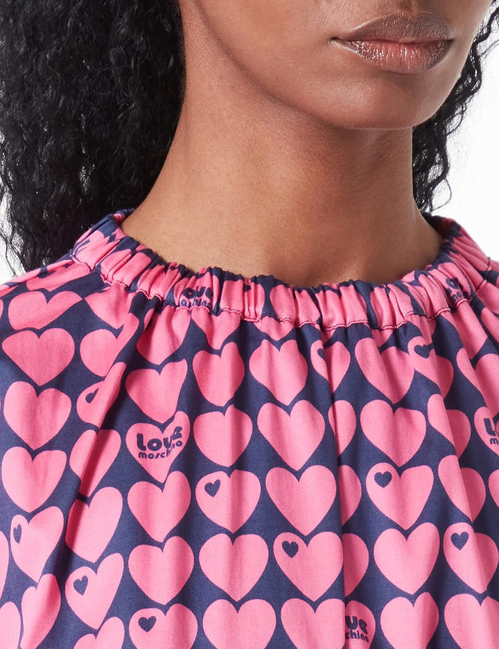 Love Moschino Damen Cropped Blouse 38 Blue Fuchsia, 38 Blue Fuchsia