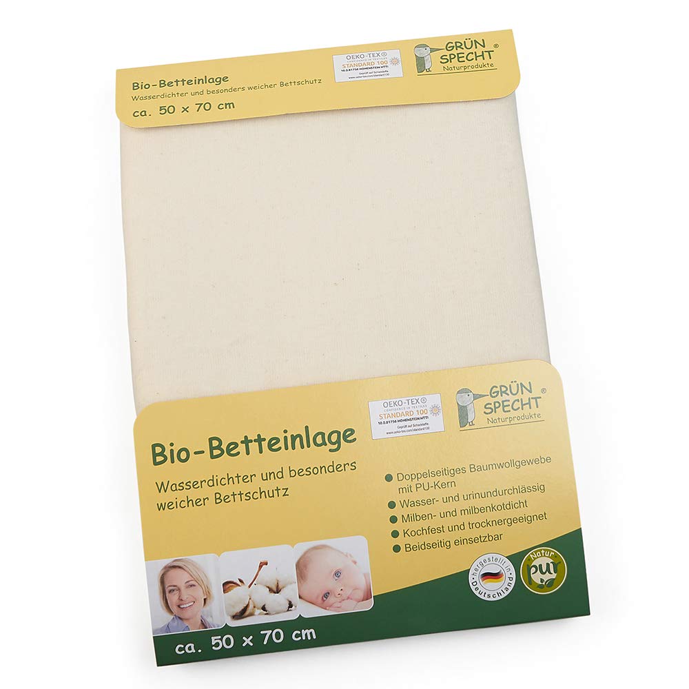 GRÜNSPECHT Bio-Betteinlage 50x70cm, Matratzenschutz & wasserdichte Betteinlage 50x70cm, Matratzensch