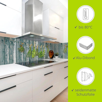 ARTland Spritzschutz Küche aus Alu für Herd Spüle 80x60 cm (BxH) Küchenrückwand mit Motiv Kräuter Pf