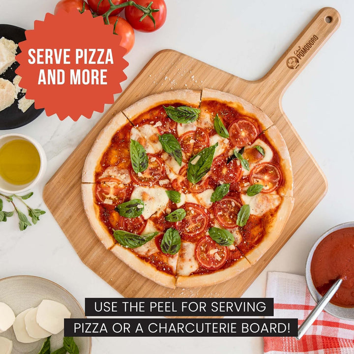 Chef Pomodoro Pizzaschieber – Pizzaschaufel – Pizzaheber aus Bambus – Pizzaschieber Holz – Pizzascha