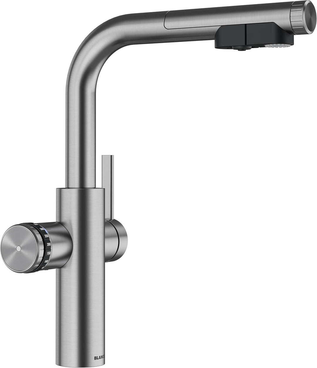 BLANCO CHOICE Icona-L | all-in-one Küchenarmatur aus massiv Edelstahl | exkl. Wasseraufbereitungsein