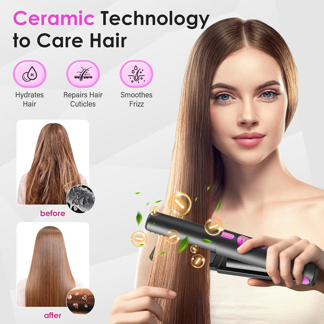 Journeyside Glätteisen Kabellos 2 in 1, Haarglätter Ceramic 4500mAh,Haarglätter und Lockenstab, 3 Ei