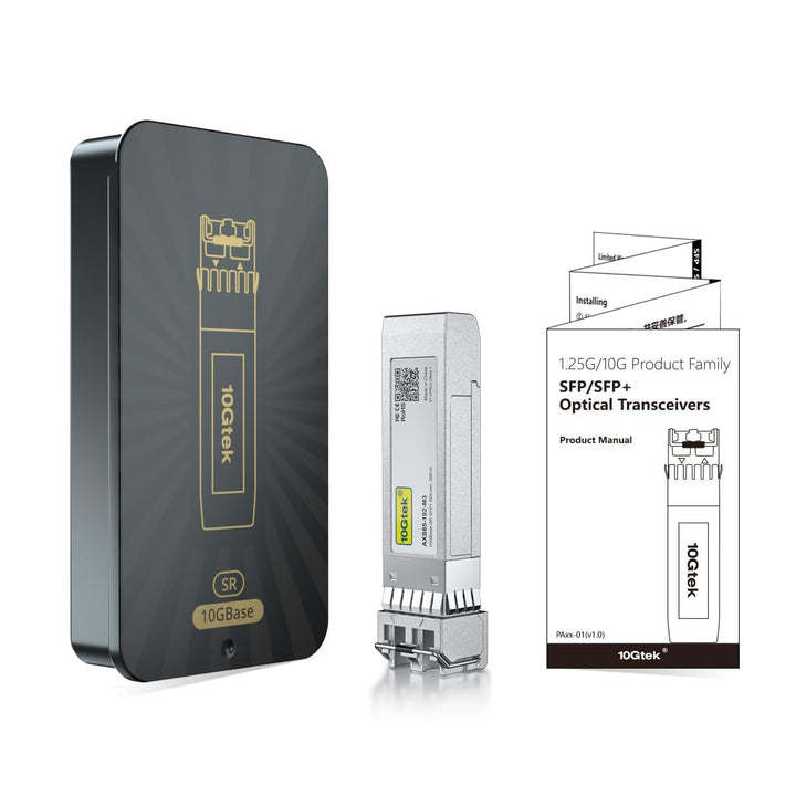 10Gtek Industrial Grade 10GBase-SR SFP+ Transceiver, 10G 850nm MMF, up to 300 Meters, Compatible for