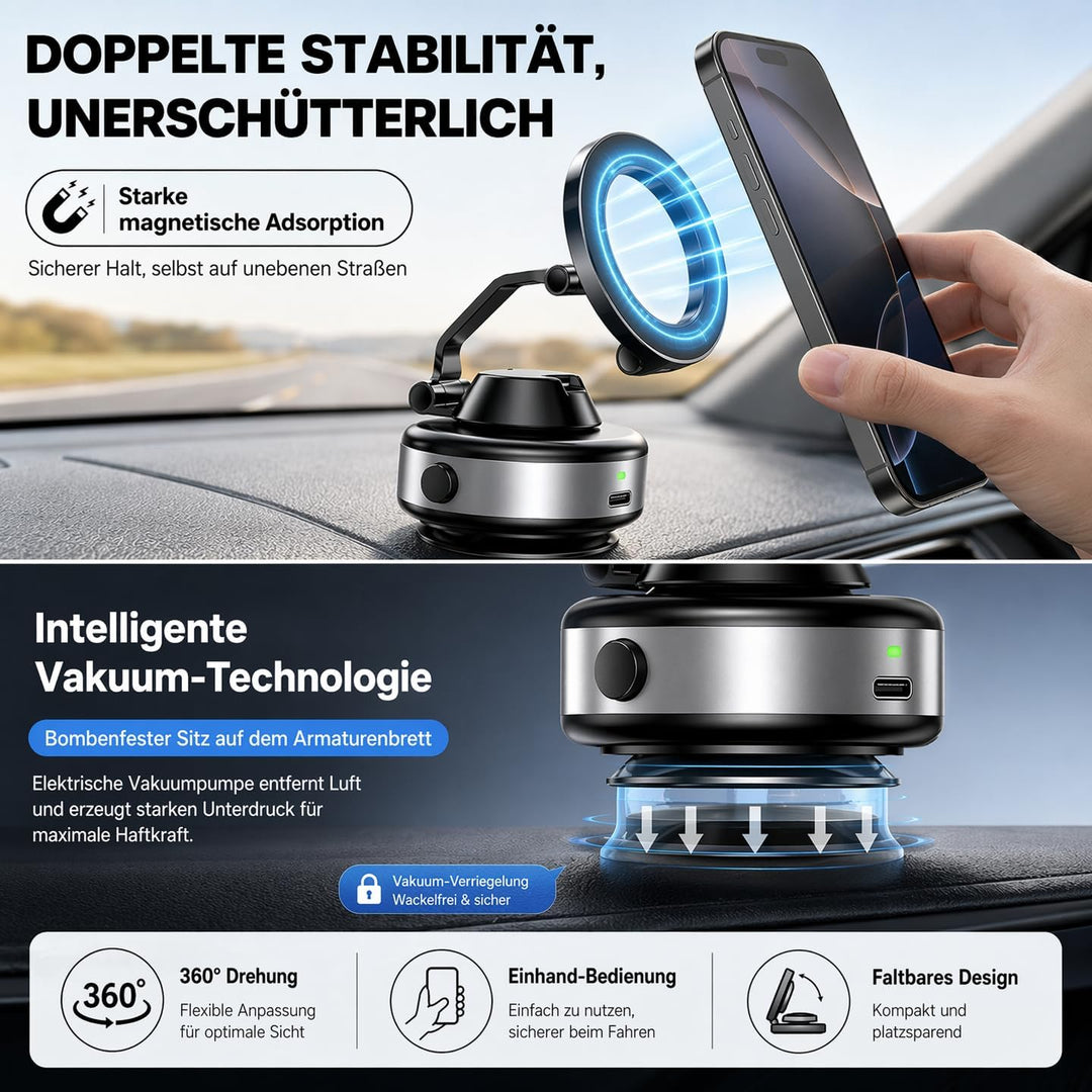 Handy Halterung Elektrisch, Handy Halterung Auto, MagSafe-Kompatibel | Selbstansaugende Handyhalteru