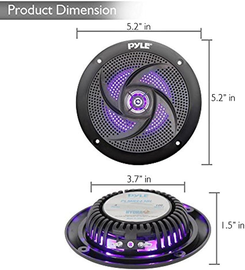 Pyle Marine Speakers - 4 Inch 2 Way Waterproof and Weather Resistant Outdoor Audio Stereo Sound Syst