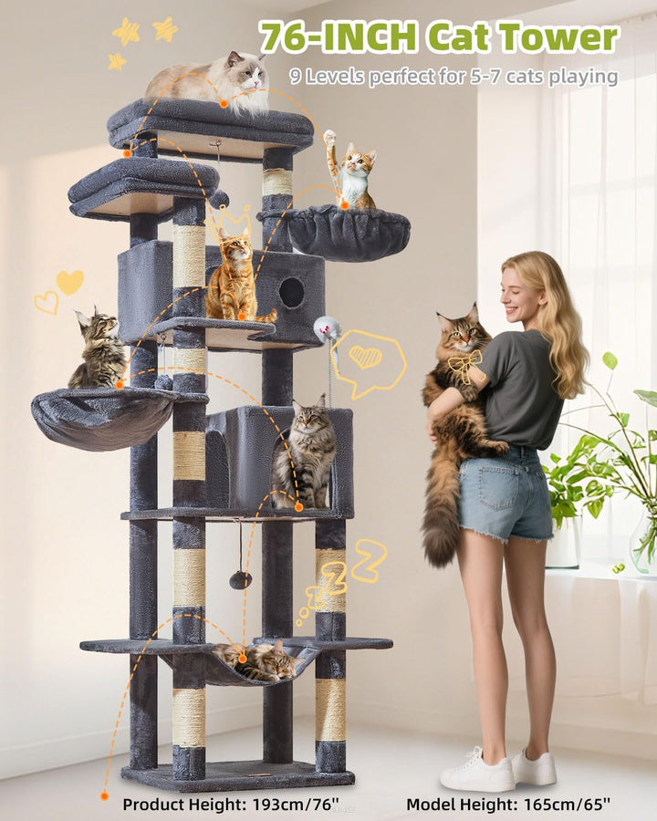 Taoqimiao 193CM Kratzbaum Gross XXL, Katzenbaum Katzenbaum Grosse Katzen Stabil Katzenkratzbaum mit