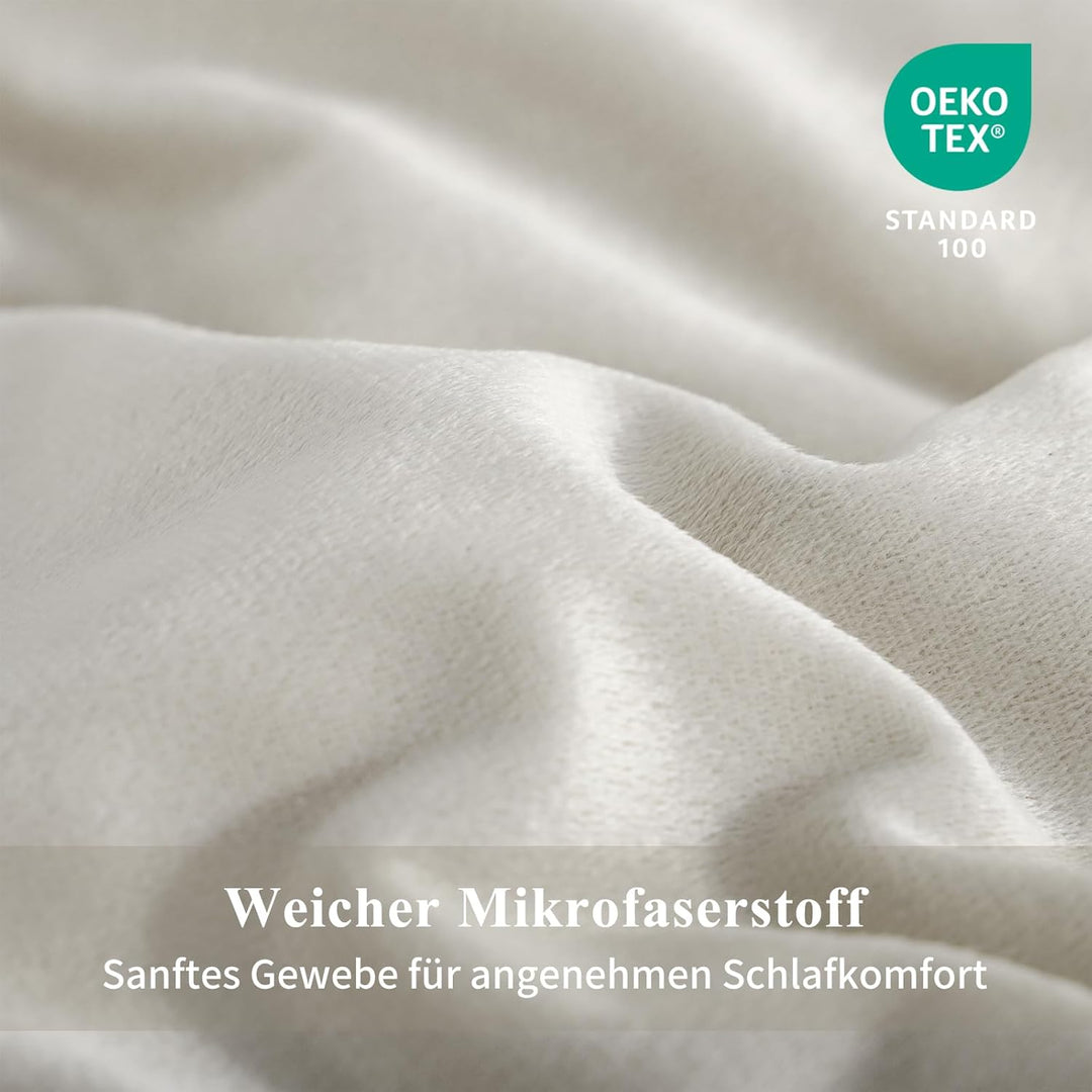 Aisbo Winter Plüsch Bettwäsche 220x240 3teilig Beige - Flanell Flauschige Warme Bettbezug und 2 Kiss
