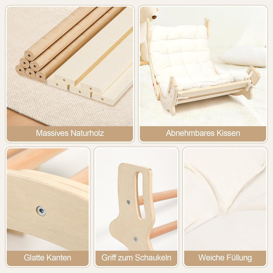 Kletterbogen 2-in-1 Montessori Bogenwippe mit Kissen – Kletterspielzeug für Kleinkinder, Sensoriktis