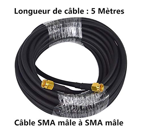 BOOBRIE SMA-Kabel, männlich, 5 m, RG58-Kabel, 50 Ohm, Verlängerungskabel, SMA-Stecker auf SMA-Stecke