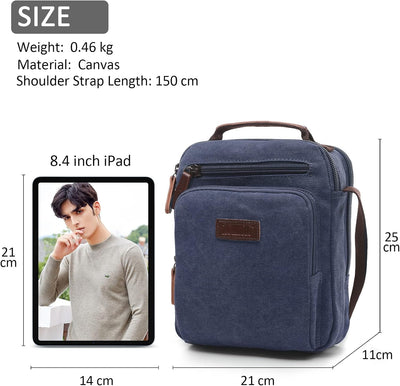 DORRISO Mode Herren Umhängetasche Leinwand Schultertasche Klein Schultertaschen Leicht Kuriertasche