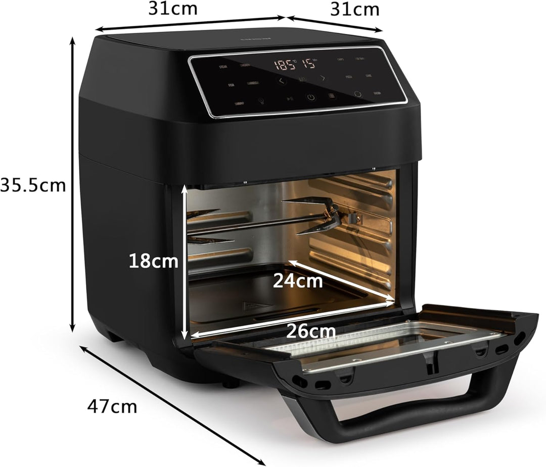 Heissluftfritteuse 12 Liter, Multifunktions Mini Backofen, 10 in 1 Heissluftfritteuse mit digitalen