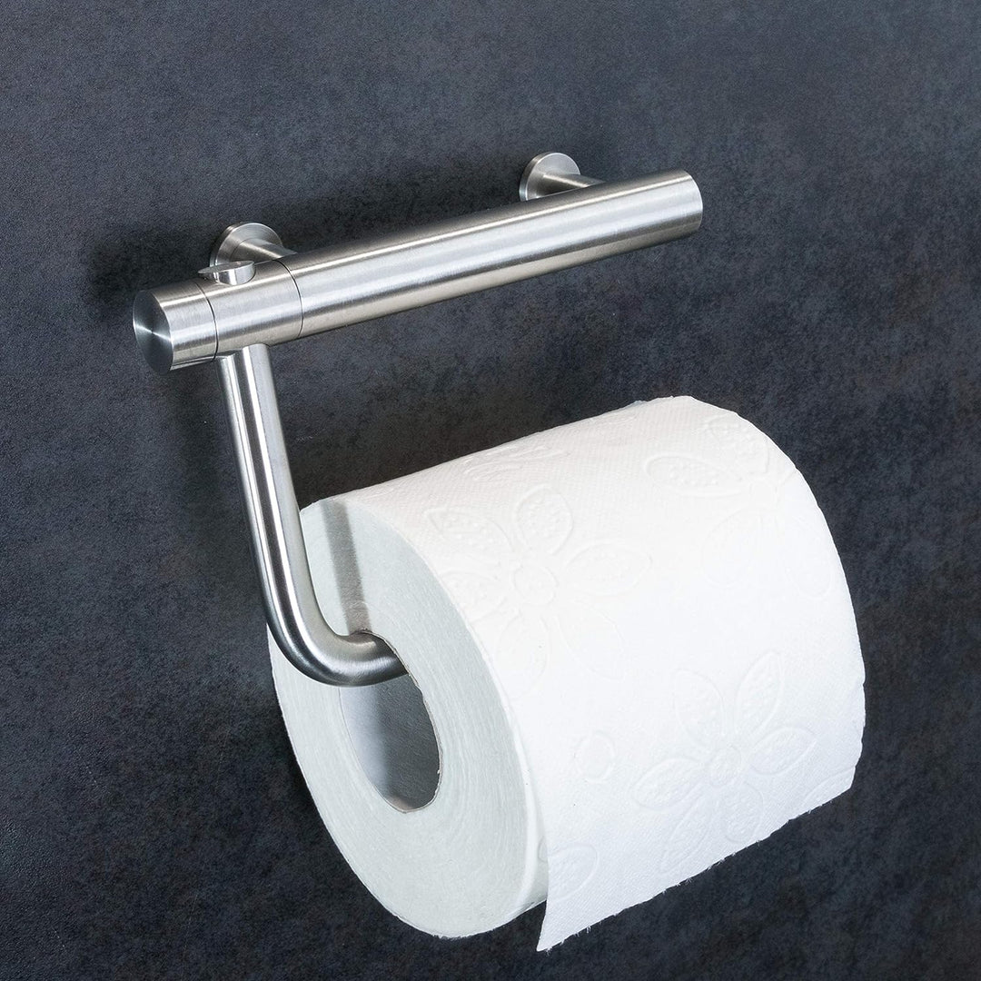 PHOS Design, TPH4, Toilettenpapierhalter aus Edelstahl-Vollmaterial, gebürstet, Breite 12,4 cm, 100%