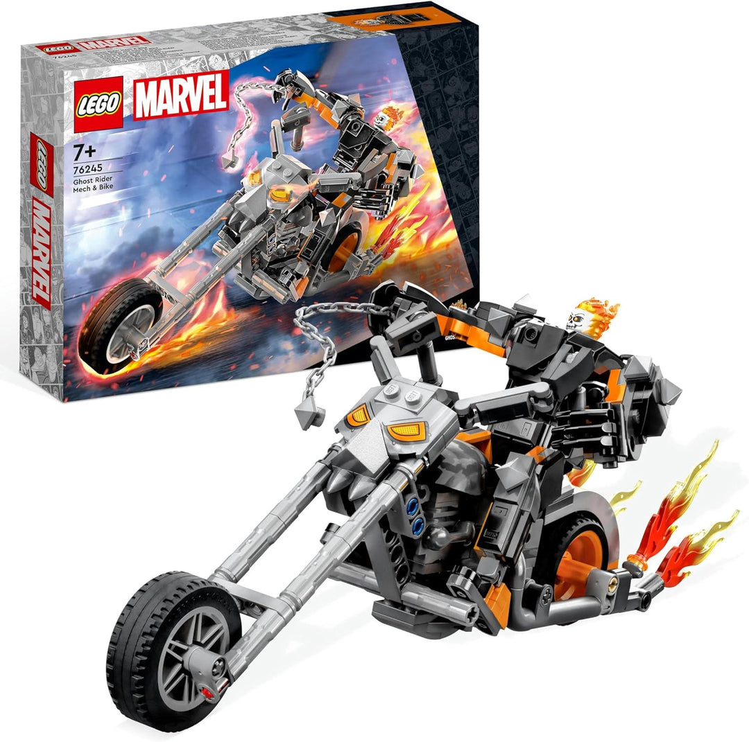 LEGO 76245 Marvel Ghost Rider mit Mech & Bike, Superhelden Motorrad Spielzeug zum Bauen mit Kette un