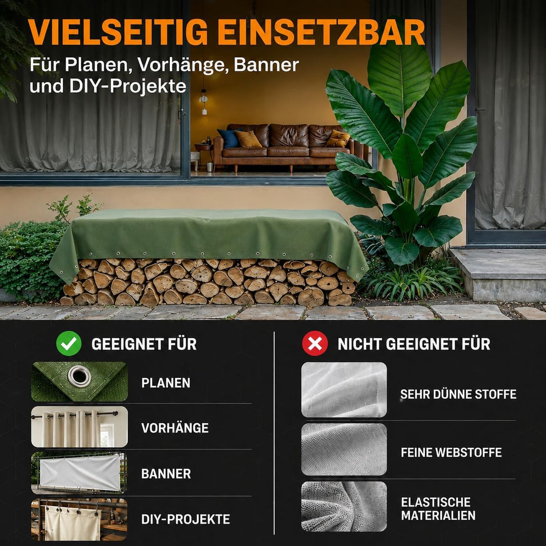 CRAFTUS® Profi Ösenzange Set mit 200 rostfreien Ösen (Ø 10mm) I Magnetische Ösenpresse aus gehärtete