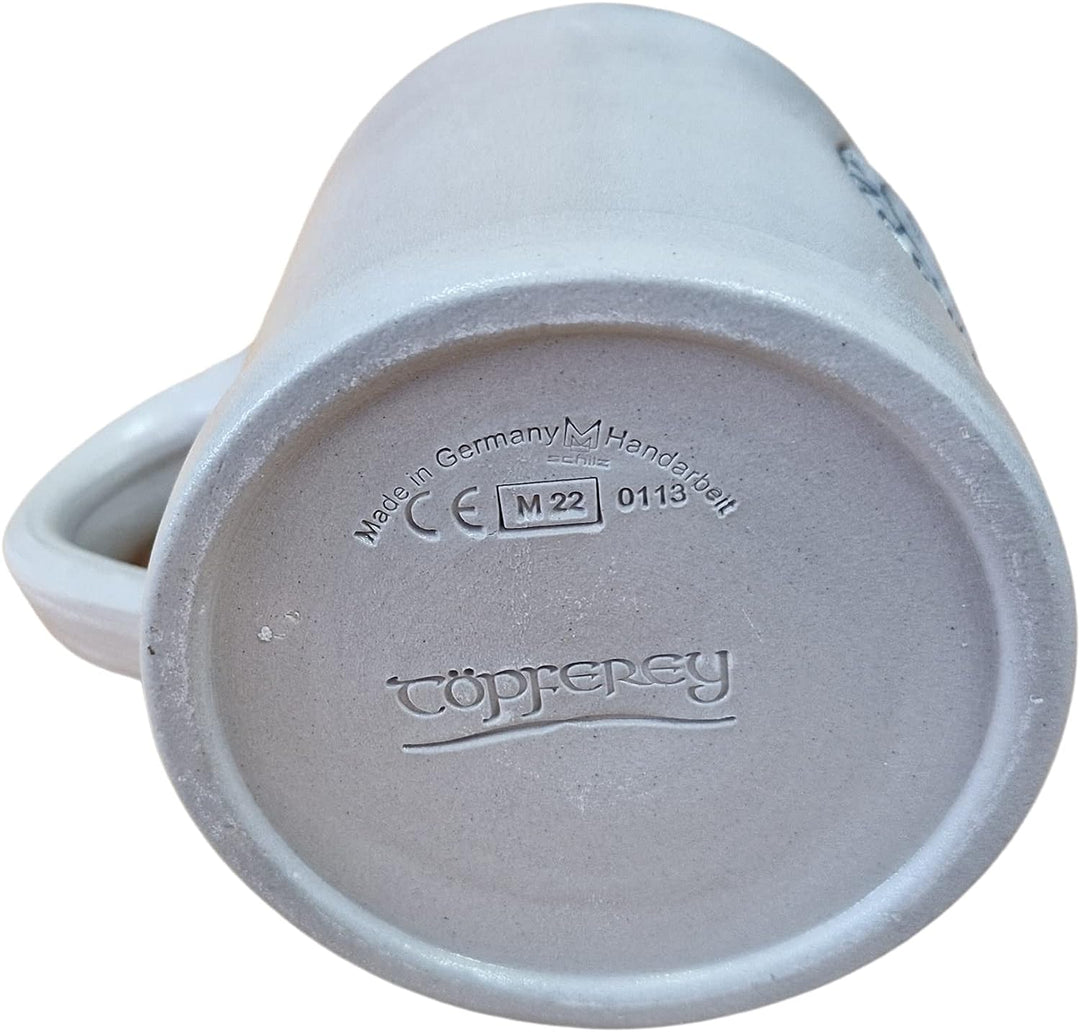 Töpferey Bierkrug Wikinger - Tonbecher mit Gravur Vegvisir, Mittelalter Kaffeebecher, Keramik Becher
