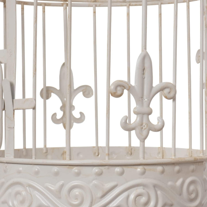 Moritz Deko-Vogelkäfig weiss rund 2er Set mit Fleur de Lis verziert Pflanzkäfig Dekokäfig für Blumen