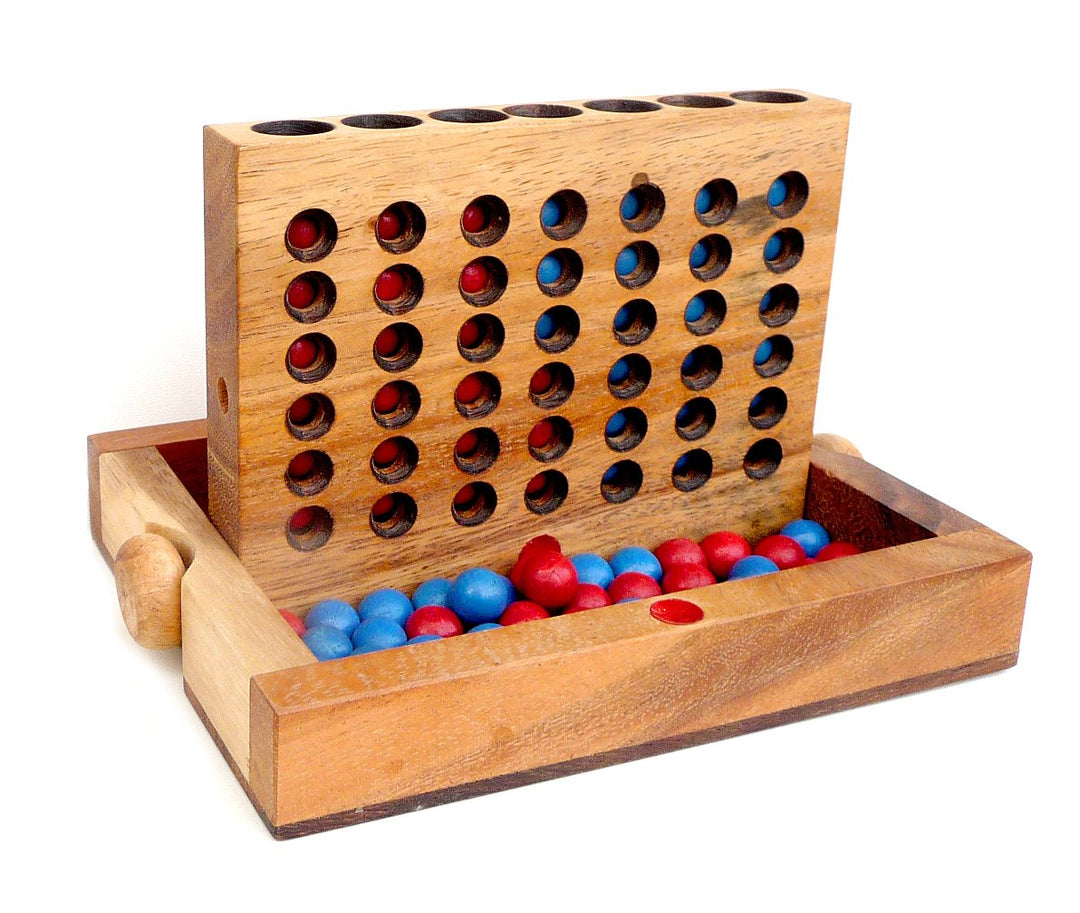 Logica Spiele Art. Vier Gewinnt L - Spiele aus Edlem Holz - Strategiespiel für 2 Spieler - Faltschac