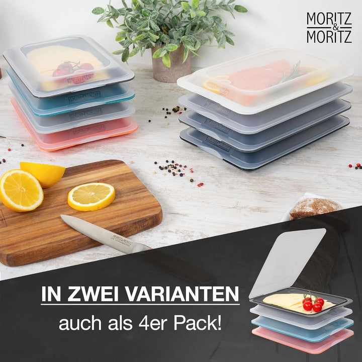 Moritz & Moritz 8er Set Aufschnittbox stapelbar - Frischhaltedosen mit Deckel zur Aufbewahrung von W