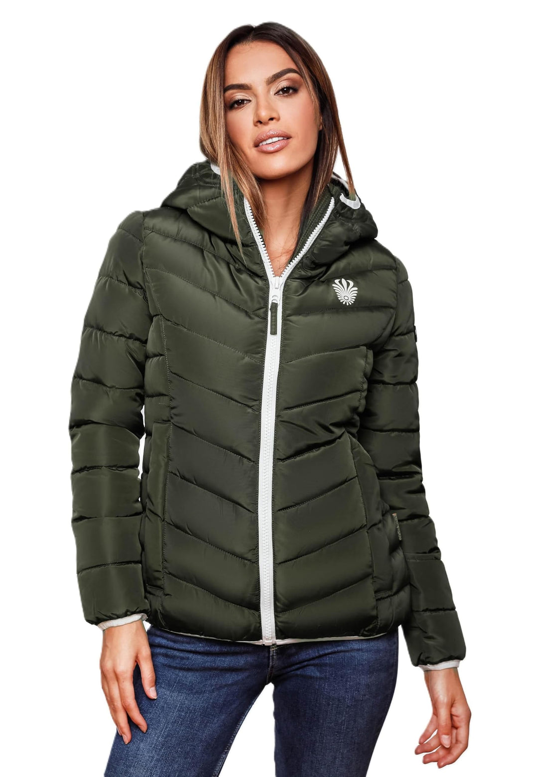 Navahoo Damen Jacke Steppjacke Übergangsjacke gesteppt Stepp Herbst B675 XS Olive, XS Olive