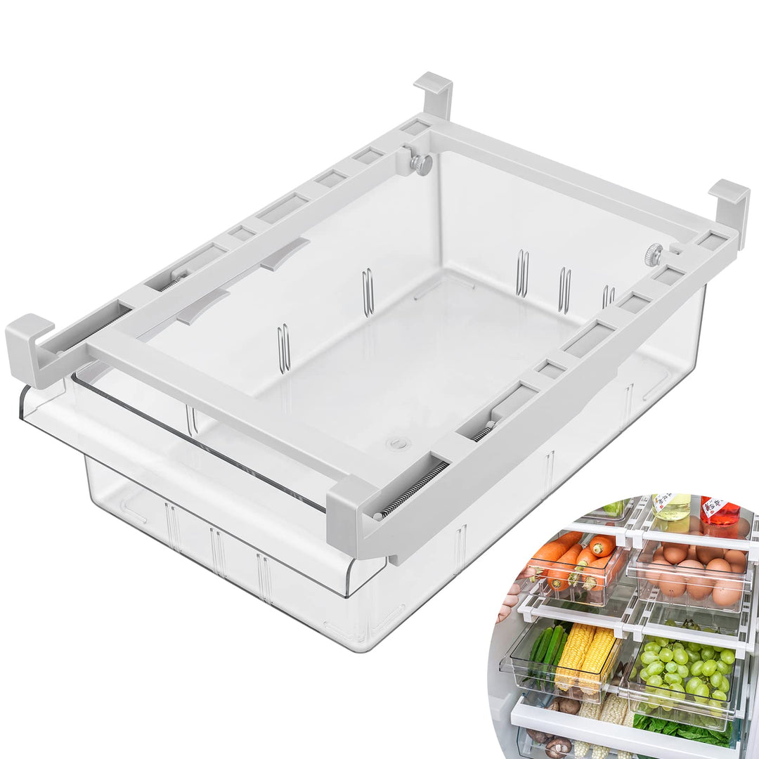 Fridge Organiser Transparent Partition Layer Organiser Adjustable Storage Shelf Clamp Drawer Organis