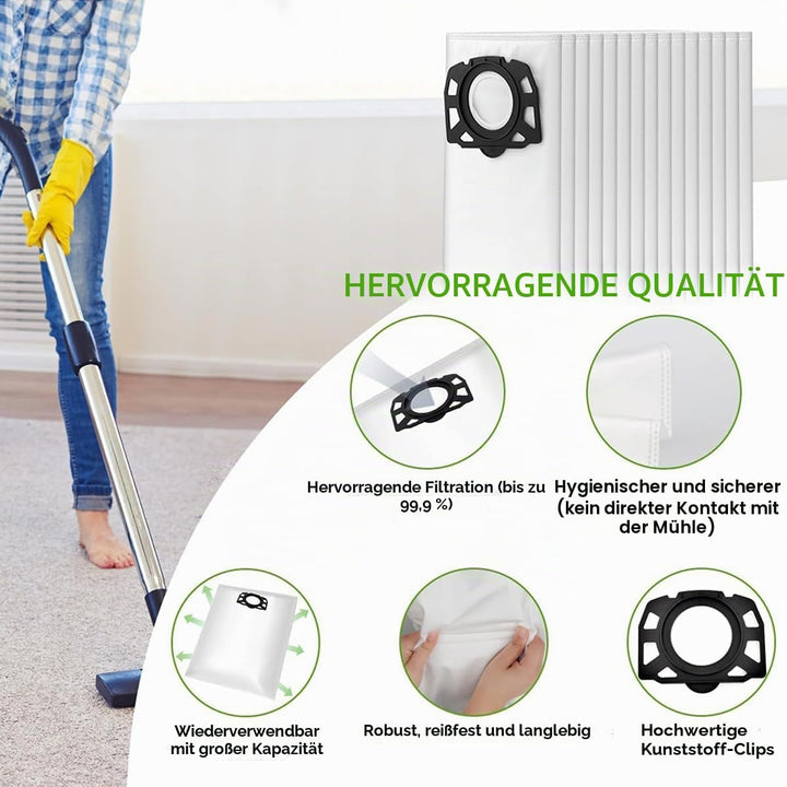 12 Staubsaugerbeutel für Kärcher WD4 WD5 WD6 WD5P WD6P MV4 MV5 MV6, KFI 487 357 grosse Staubbeutel,