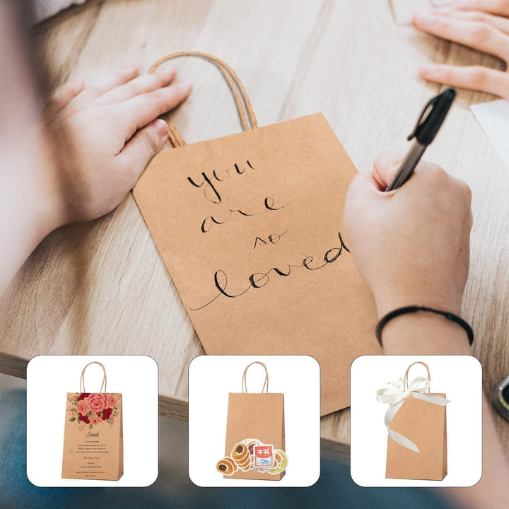 Switory 50 Stück Papiertüten Geschenktüten Braune, Kraft Papiertüte mit Henkel zum Party, Geburtstag