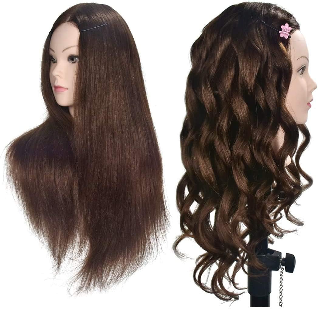 Übungskopf mit 100% Echthaar, für professionelles Frisieren, Hairstyling, Übungspuppe für Kosmetik,