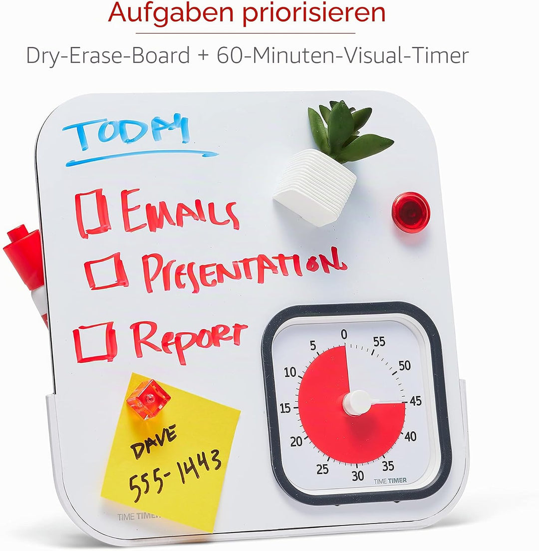 TIME TIMER MOD + Weisswandtafel, trocken gelöscht, 60 Minuten visueller Countdown-Timer mit Magnetta