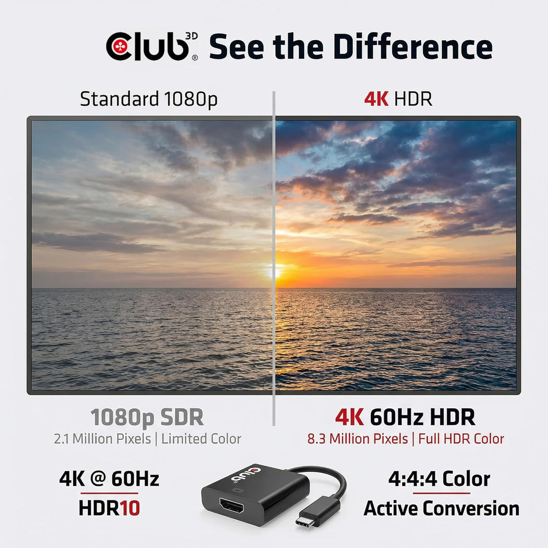 CLUB3D USB 3.1 Type C auf HDMI 2.0 UHD 4K 60HZ Aktiver Adapter - Kabelschnittstellen-/adapter (USB 3