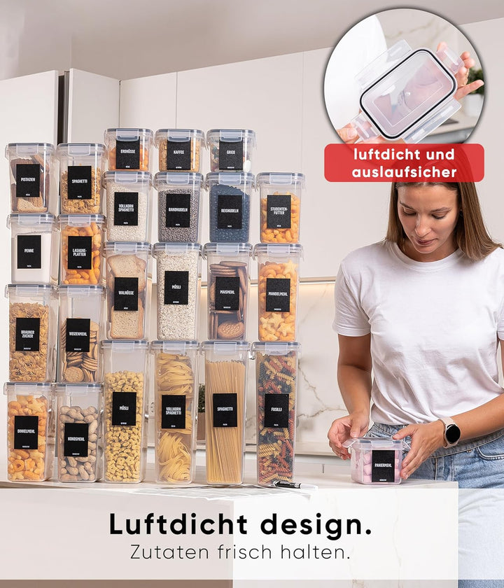 Deco haus Vorratsdosen mit Deckel 24 Set L - Aufbewahrungsbox Küche Luftdicht Vorratsbehälter - Fris