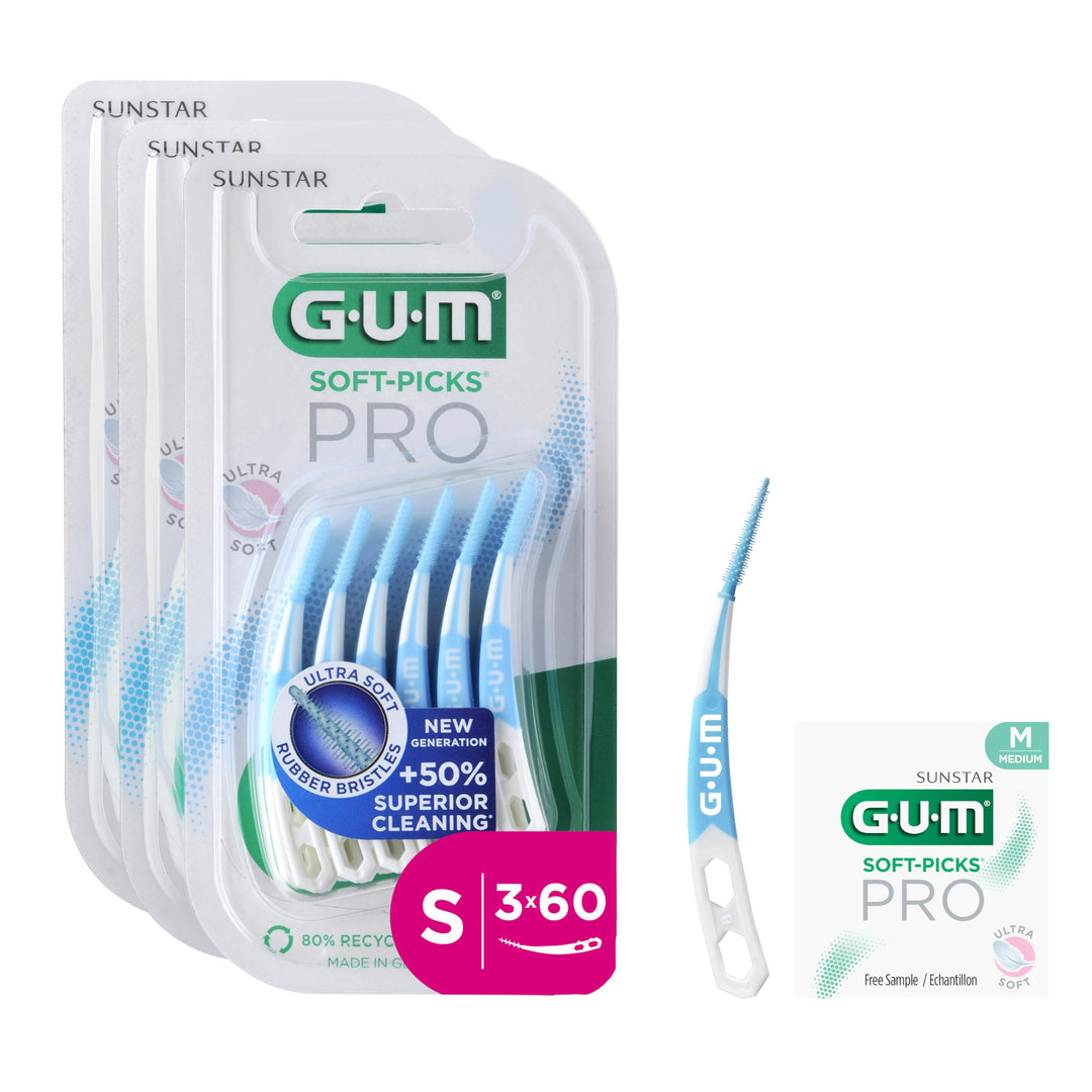 GUM SOFT-PICKS PRO Interdentalreiniger | gebogene Form für leichten Zugang zu schwer zugänglichen St